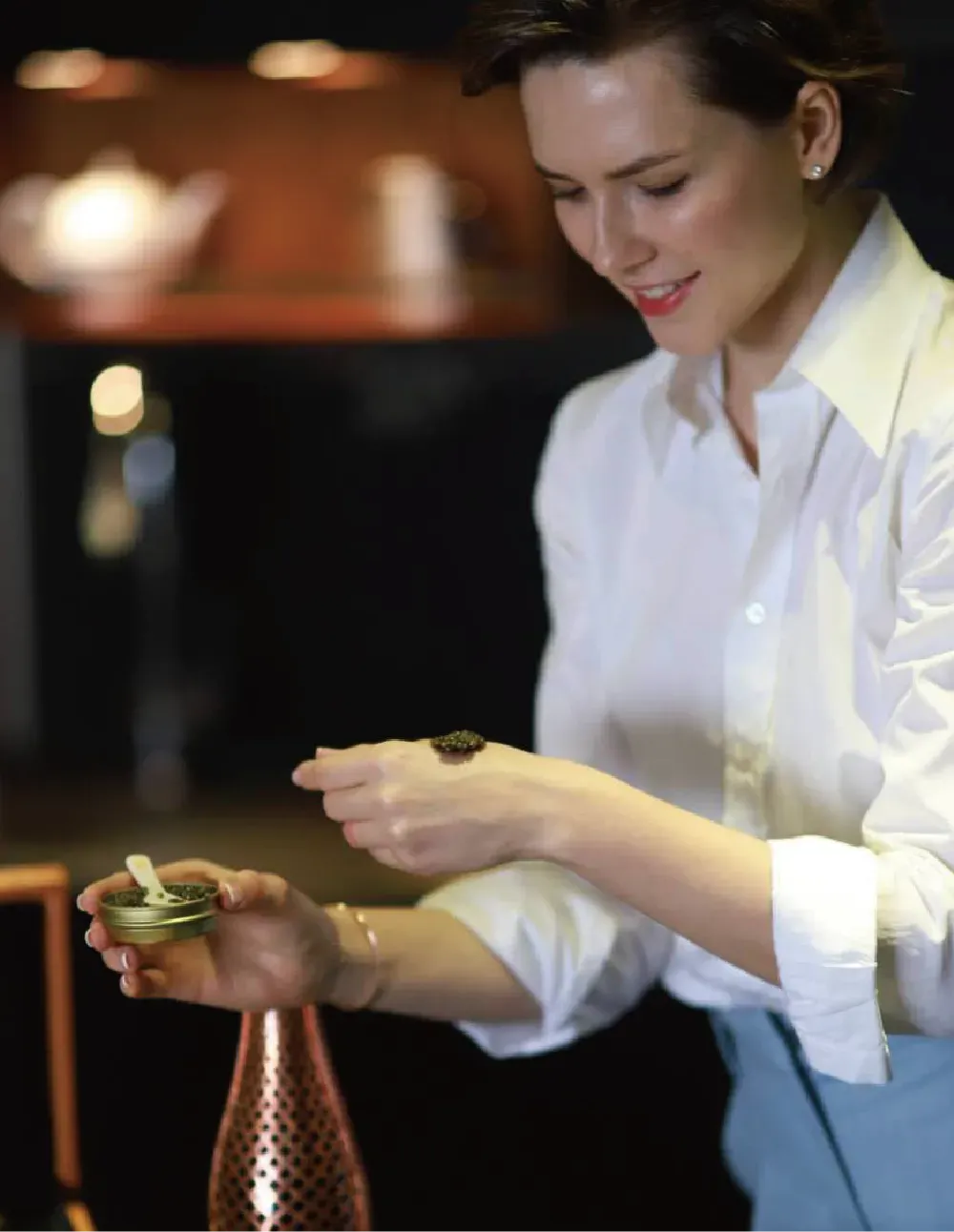 天鵝絨袋套裝(珍珠母勺和開罐器)